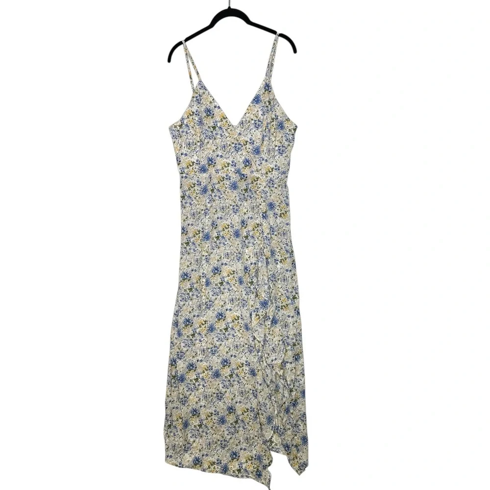 NWT En Saison Floral Midi Slip Dress Med Ruching‎ Feminine Romantic Cottagecore